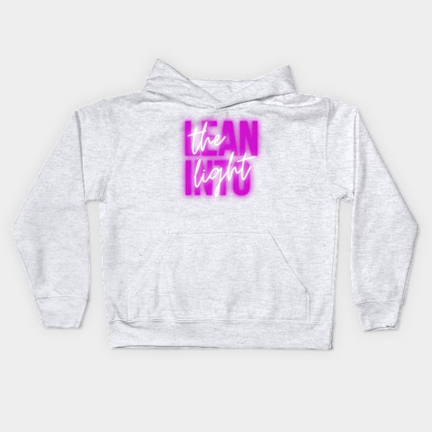 Lean into the Light original popart design neon logo Kids Hoodie by Roymerch